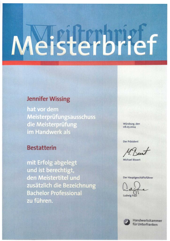 Meisterbrief – Jennifer-Wissing