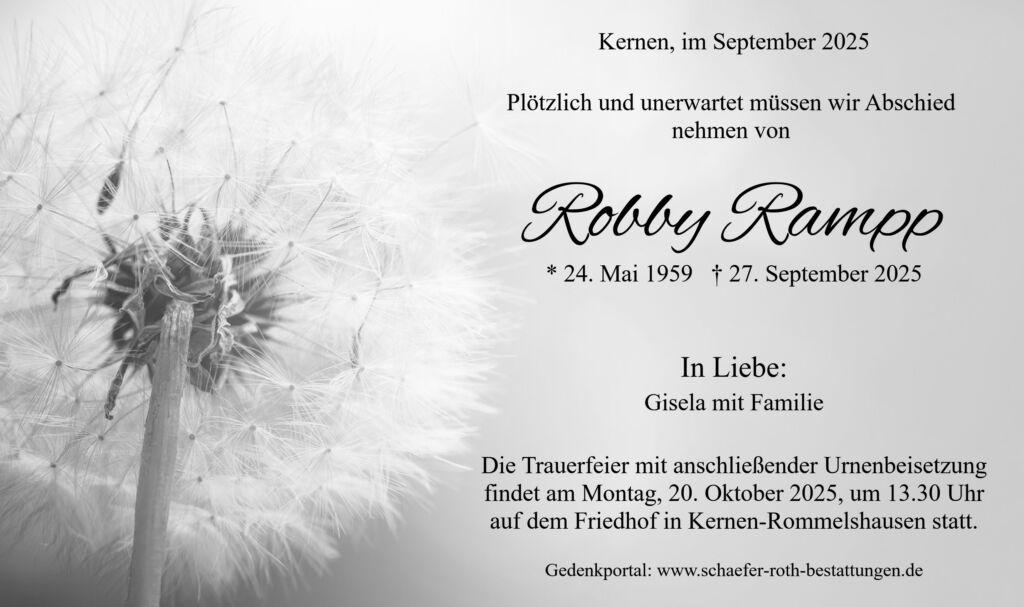 Traueranzeige Robby Rampp