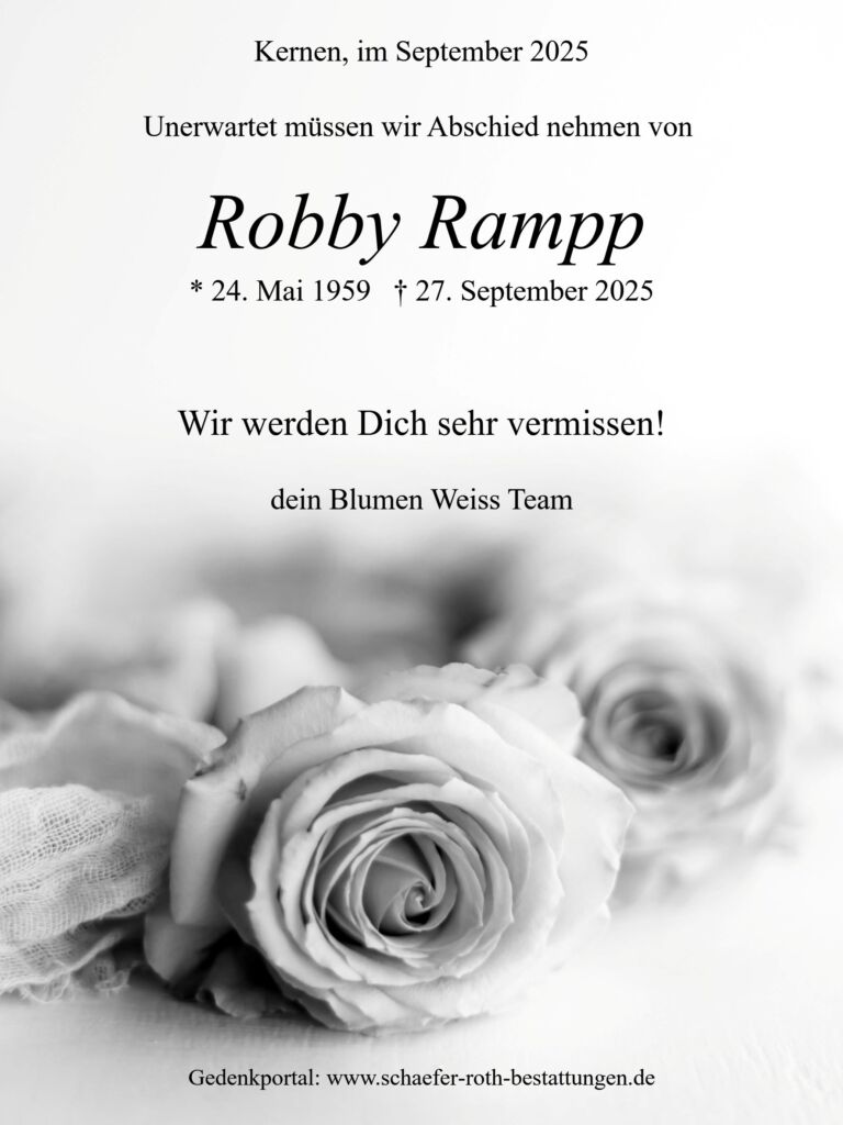 Traueranzeige Robby Rampp - Blumen Weiß