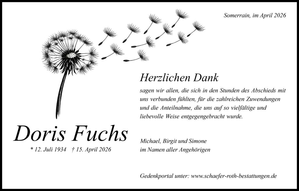 Danksagungskarte Doris Fuchs