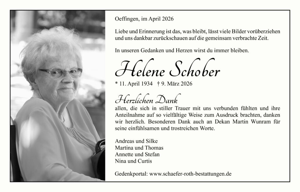 Danksagungskarte Helene Schober