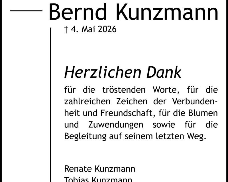 Traueranzeige Bernd Kunzmann