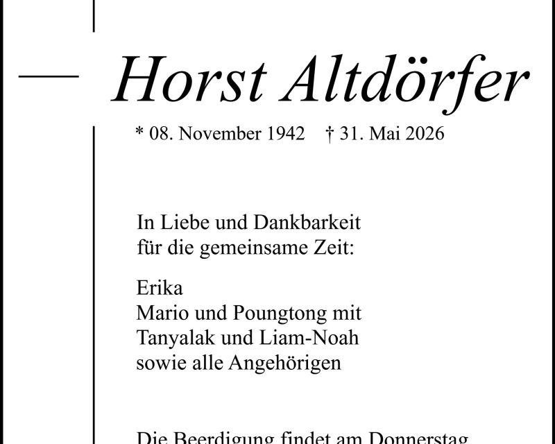 Traueranzeige Horst Altdörfer