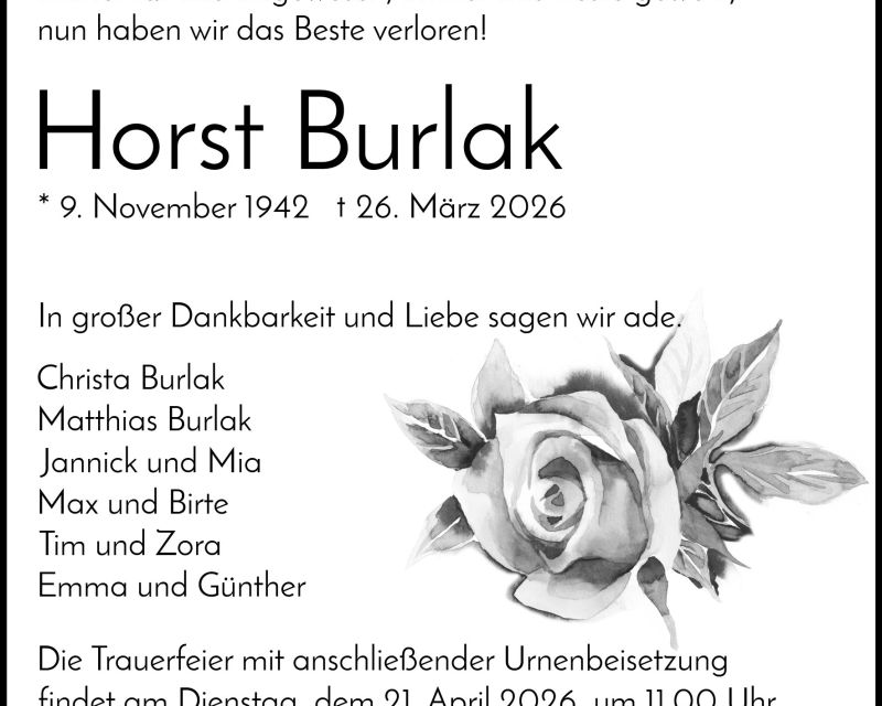 Traueranzeige Horst Burlak