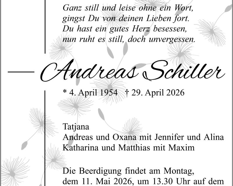 Traueranzeige Andreas Schiller