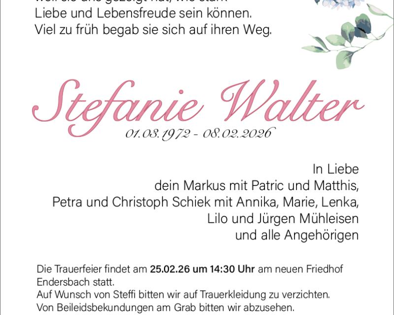 Traueranzeige Stefanie Walter