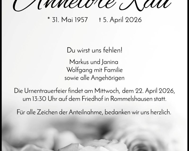 Traueranzeige Annelore Rau
