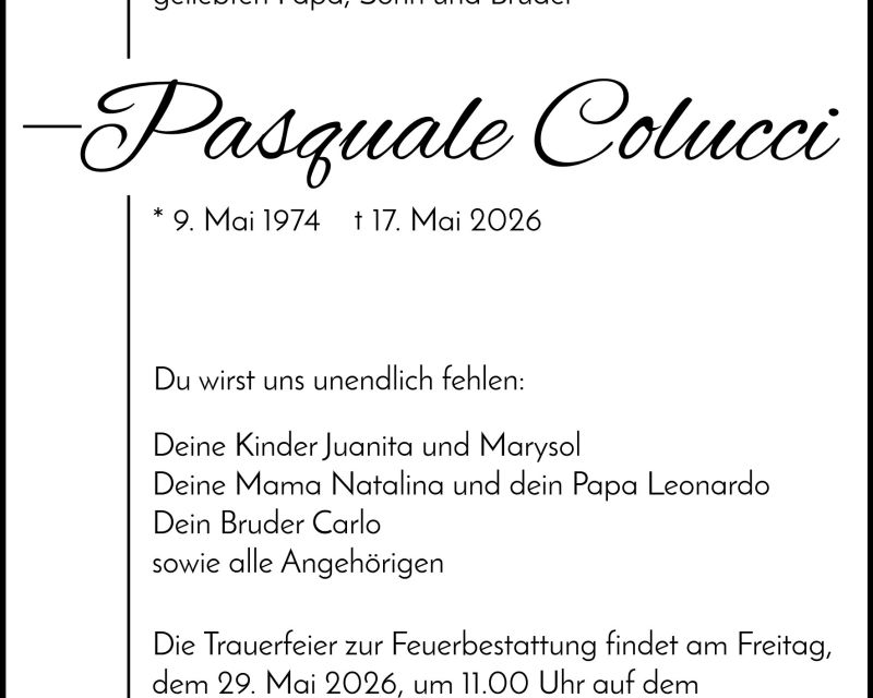 Traueranzeige Pasquale Colucci