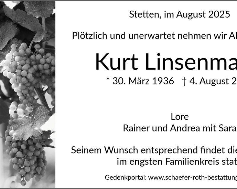 Traueranzeige Kurt Linsenmaier